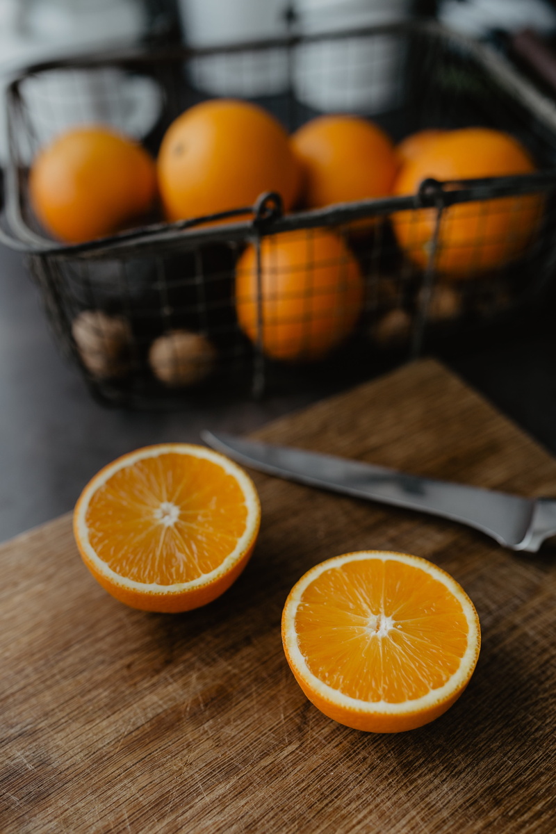 no people, diet, table, freshness, ripe, indoors, fruits, slice, healthy, food and drink, vitamin, oranges, halved, orange - fruit, drink, citrus fruit