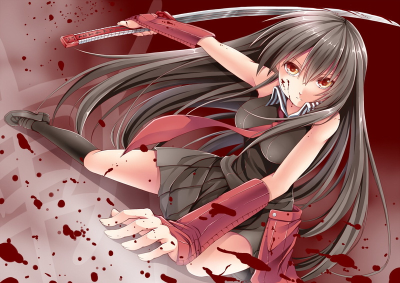 adult, young women, females, Akame ga Kill!, Blood, Weapon, Black Dress, fashion, young adult, hair, Akame (Akame Ga Kill!), red, real people, beautiful woman