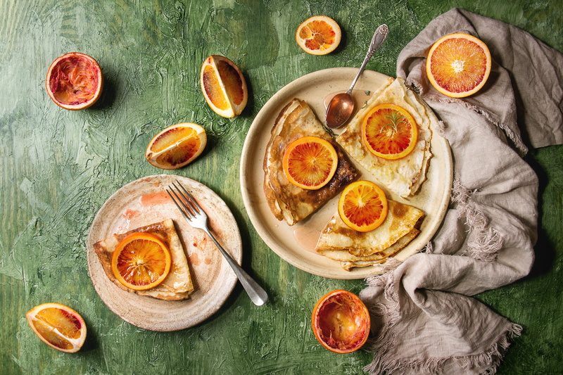 Crêpe, 5K, Blood Orange, Still Life, Fruit, Food