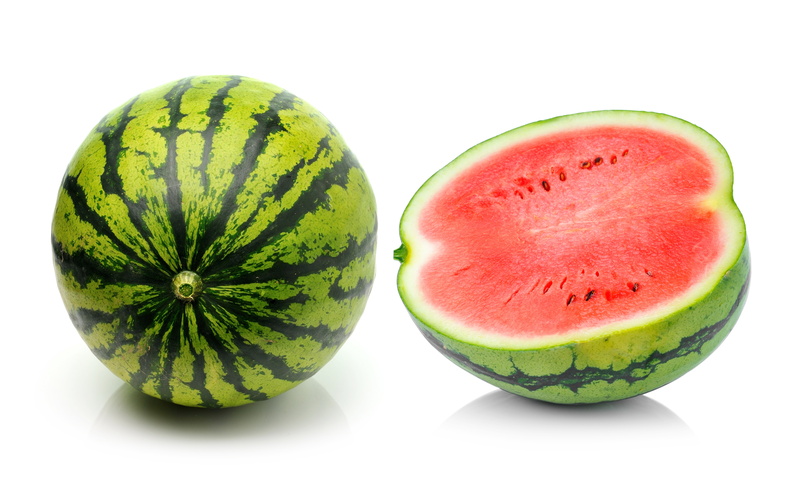 watermelons, green color, cross section, cut out, indoors, juicy, watermelon, food, fruit, studio shot, close-up, still life, two, a, half, slice, healthy eating