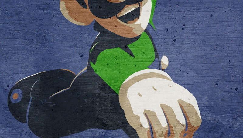 green color, paint, design, white color, video games, art and craft, no people, Luigi, still life, high angle view, craft, 720P, directly above, human representation