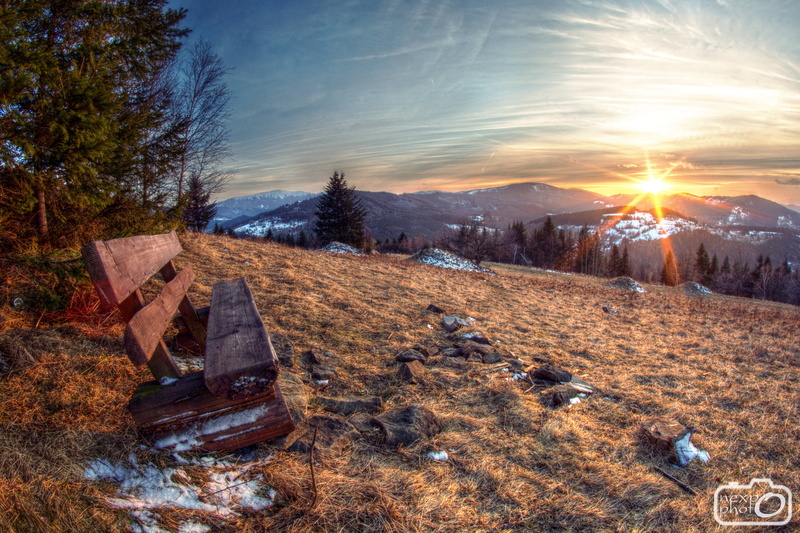 land, sunset, Poland, cloud - sky, beauty in nature, tranquility, sunlight, Sun, plant, landscape, scenics - nature, tree, environment, field, bench, nature
