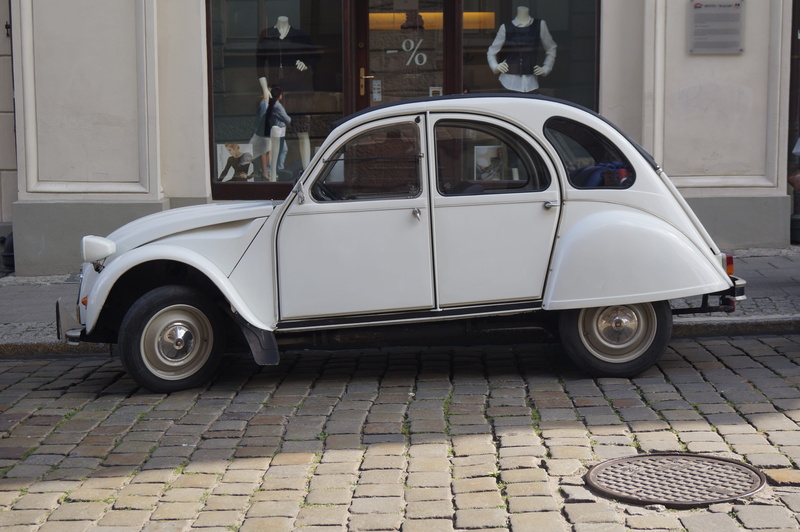 building, Car, paving stone, auto, wheel, architecture, 4K, cobblestone, footpath, vintage car, transportation, built structure, mode of transportation