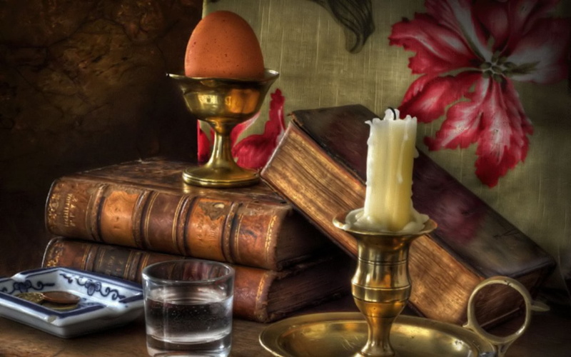 books, candles, 720P