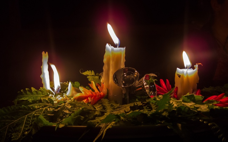 white, fire, indoors, christmas candles, greenery, religion, studio shot, 1080P, red, birthday candles, burning, belief, flame, close-up, festive, wax