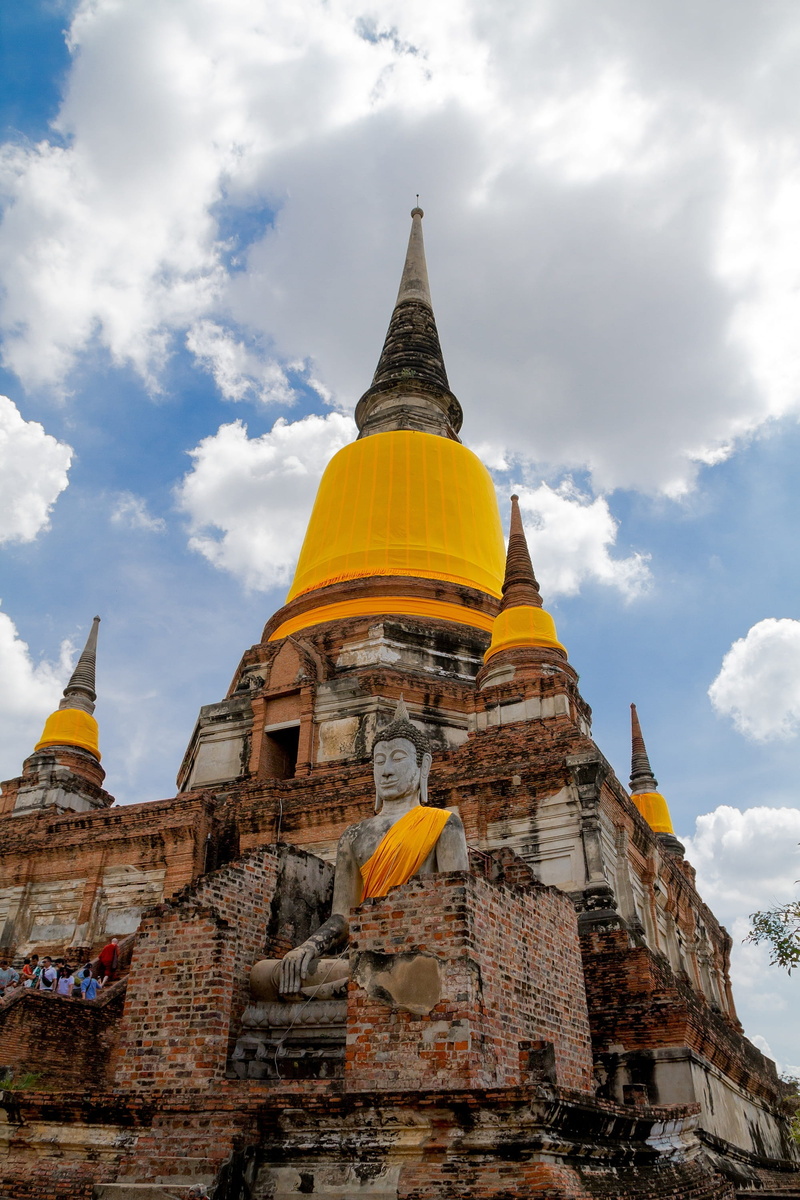 cloud - sky, ayutthaya, miss, religion, nature, measure, belief, building, built structure, spirituality, spire, wat yai chai mongkhon, 2K, outdoors, sky