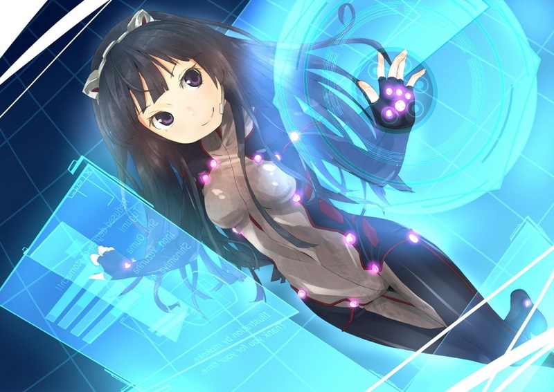 girls, x, bodysuit, eyes, purple, crown, tsugumi, guilty, purple eyes, 480P, hot, hd, anime, art