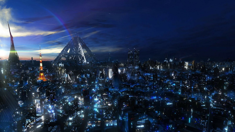 1080P, anime, Guilty Crown, night