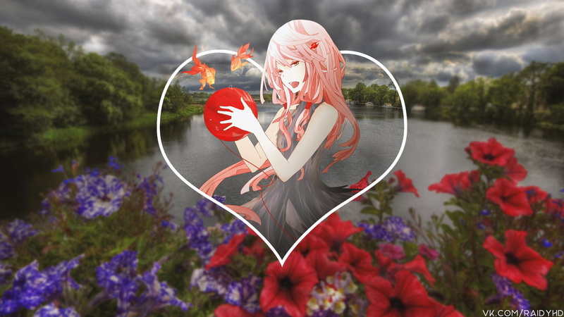adult, vulnerability, cloud - sky, women, flower, beauty in nature, red, young adult, outdoors, focus on foreground, anime, Guilty Crown, 1080P, anime girls