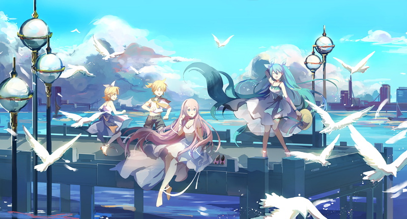 Len Kagamine, Rin Kagamine, Anime, Vocaloid, Hatsune Miku, Luka Megurine, 1080P