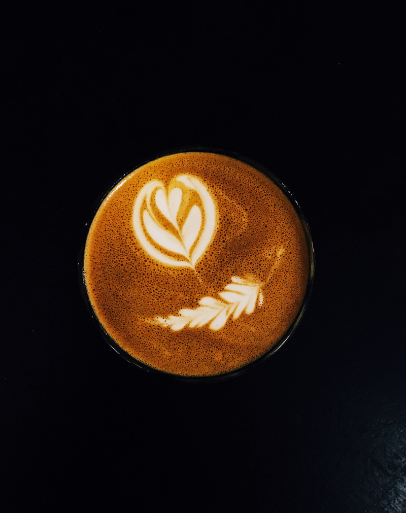 drink, hot drink, no people, black background, coffee - drink, drinks, 106 w hastings st, latte, vancouver, coffee, close-up, studio shot, brown, indoors