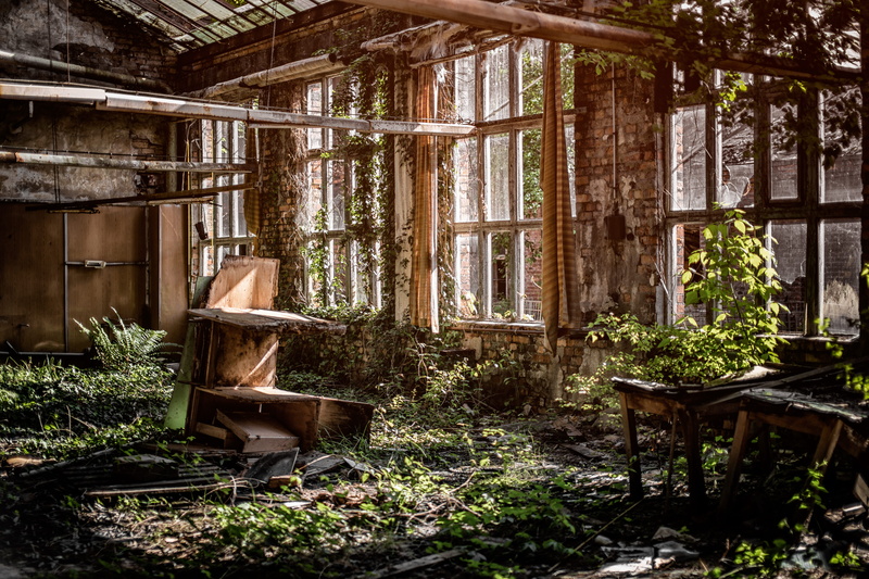outdoors, pottery, lost places, messy, seat, jar, furniture, day, wooden, damaged, abandoned, windows, overgrown, no people, 5K, germany, ruined, chair