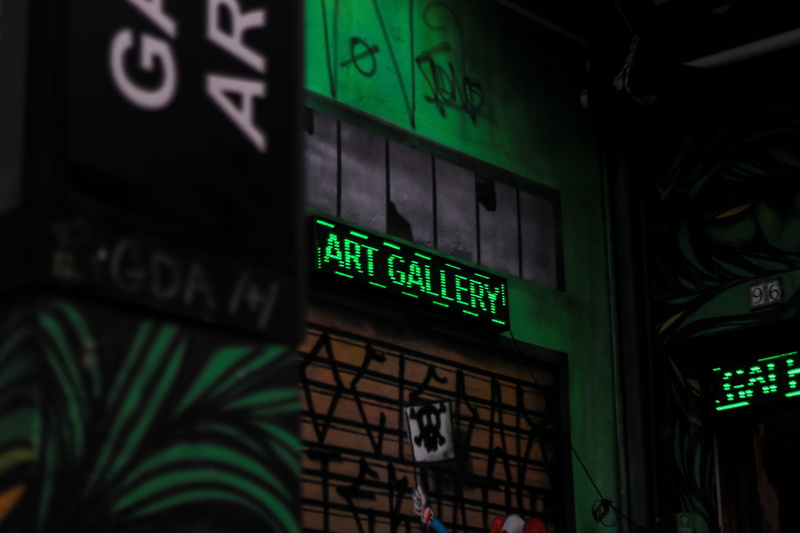 built structure, light, building exterior, communication, city, building, metropolis, art gallery, neon, town, word, art, flare, 5K, close-up, sign, laser