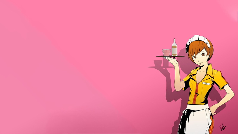 person 4, video games, anime girls, Satonaka Chie, 1080P, waitress, Shin Megami Tensei Series