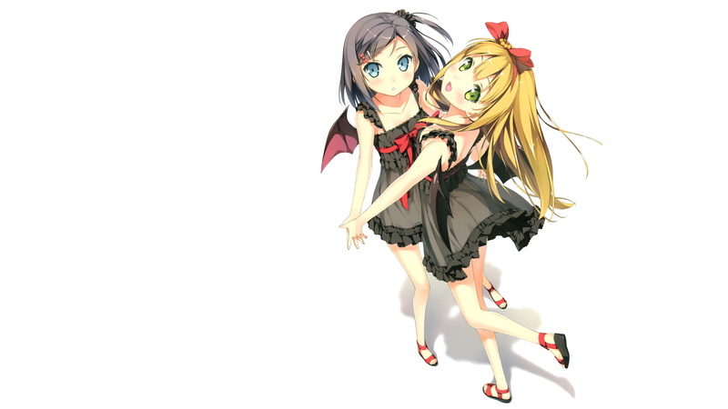 full length, women, adult, leisure activity, young adult, blonde, studio shot, excitement, azuki azusa, hairstyle, celebration, tsukiko tsutsukakishi, devil wings