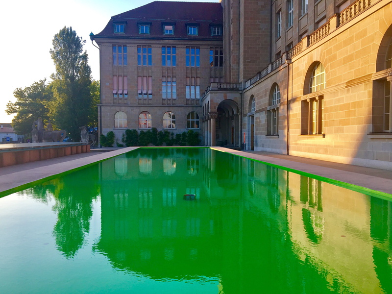 pool, nature, science, elite, culture, fountain, study, luxury, switzerland, europe, architecture, 4K, tree, eth, art, in the, zurich, university, green color