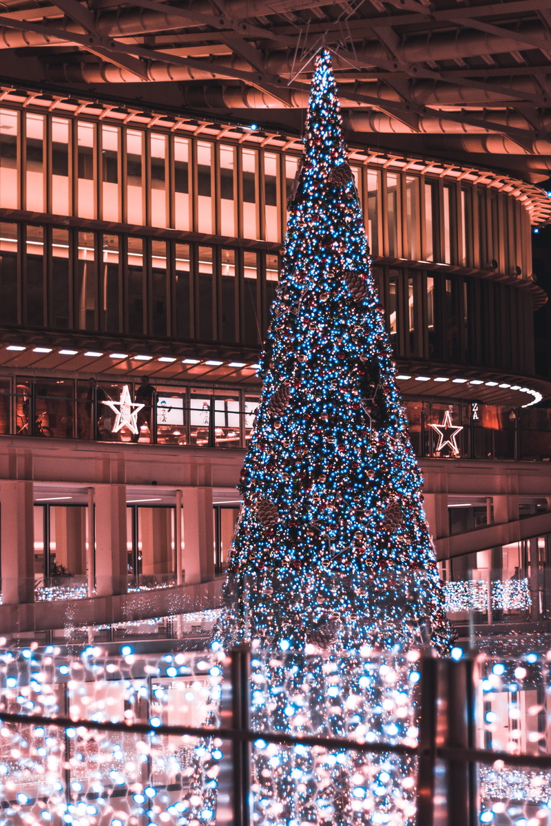 giant, building exterior, town, handrail, sport, illuminated, decoration, night life, urban, festival, christmas lights, lighting, skating, crowd, city