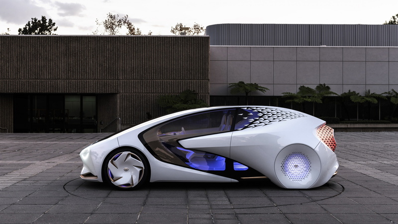 building, white, CES 2017, concept, near, Toyota Concept-i, coupe, electric car, 4K