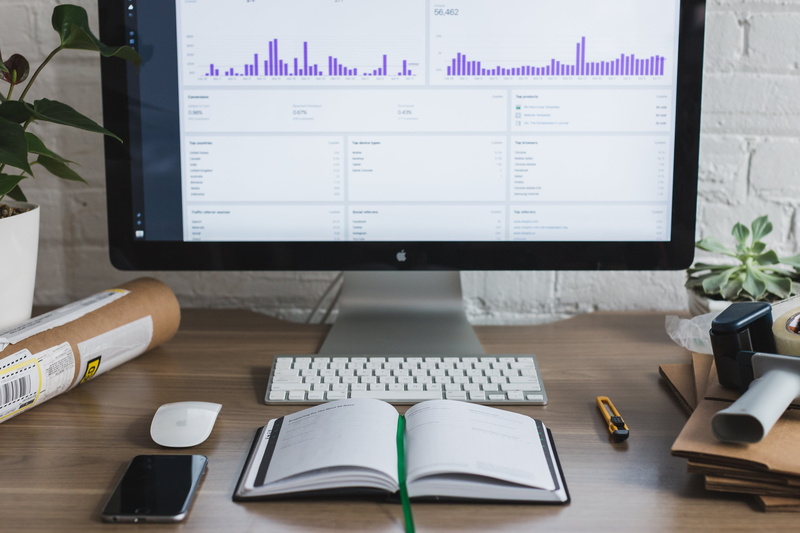 Desk, no people, business, desktop pc, photo, Local, 4K, publication, screen, Ecommerce, computer keyboard, furniture, Marketing, computer equipment, wireless technology