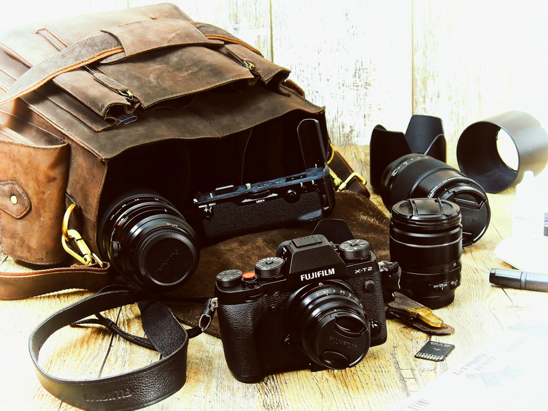 retro styled, retro camera, fuji, lenses, fs, black color, photography themes, equipment, indoors, beside, x t2, photography, table, technology, digital camera