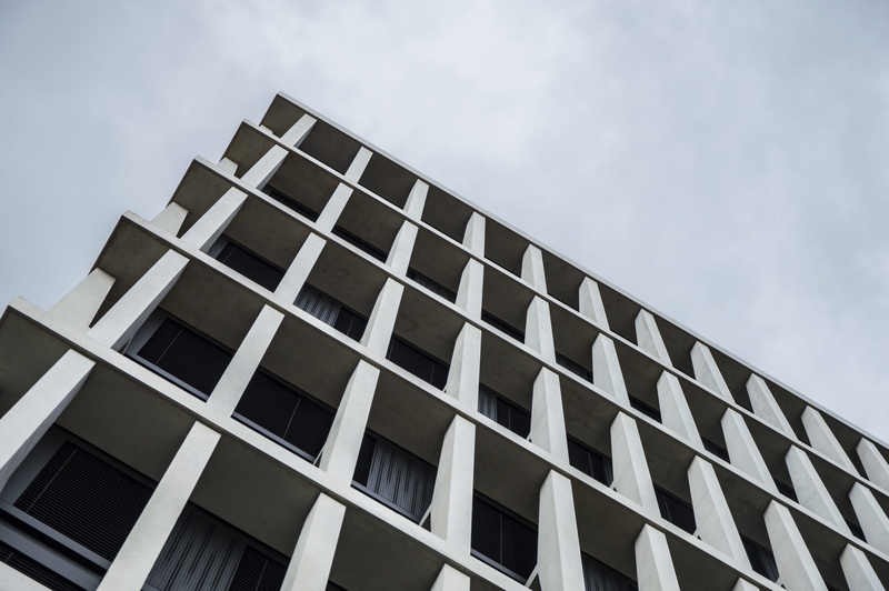 building Exterior, glass - material, concrete, outdoors, building, building, office Building, apartment, architecture, no People, in a row, architecture