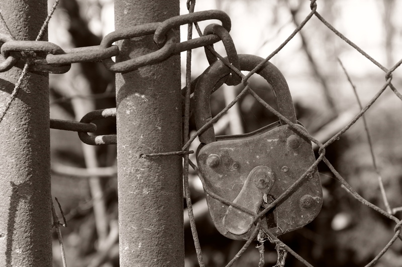 4K, nature, shut off, barrier, locks to, outdoors, stainless, attached, metal, close-up, locked, boundary, protection, lockable, lock, secure, security