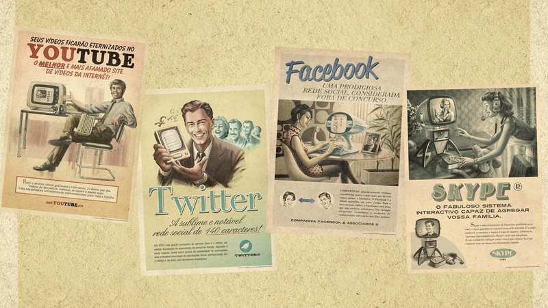 technology, vintage, skype, computers, twitter, Old, retro, advertisement, portuguese, fashion, facebook, website, 1080P, youtube