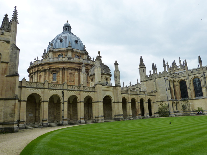 blue, nature, rush, united kingdom, travel, oxford, courtyard, grass, dome, history, built structure, 4K, college, arch, concrete, building, no people