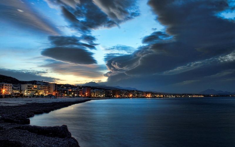 beaches, crete, beautiful, architecture, water, city, 2K, rethymno, greece, nature, lights