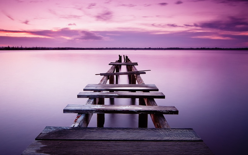 1080P, dock, Sky, photo, Pier, Bridge, brown, River, Pink, Sunset, wooden