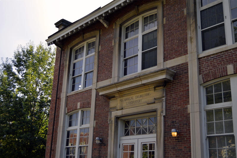building exterior, low angle view, red, outdoors, no people, study, studying, college, institution, day, school, brown, urbana-champaign, university, city