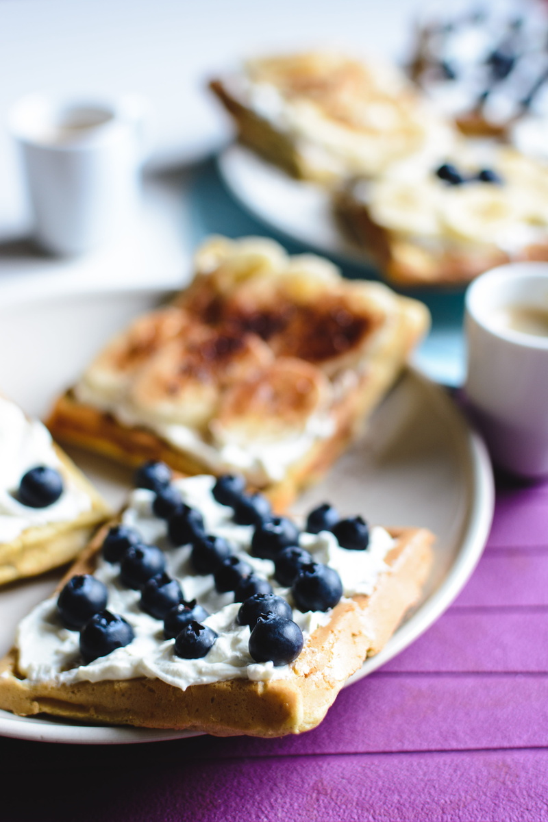 meal, Banana, baked pastry item, tray, sweet Food, blueberries, ready-to-eat, table, temptation, espresso, cheese, indoors, coffee cup, snack, plate, gourmet