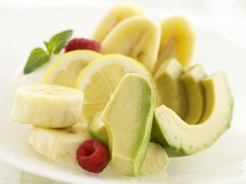 vegetable, green Color, banana, ripe, fruits, yellow, food And Drink, studio Shot, strawberry, dieting, focus on foreground, fruit, kiwi - Fruit, avocado