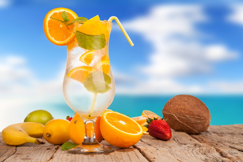 alcohol, ripe, orange, drinking straw, cocktail, freshness, liquid, citrus Fruit, coconut, sea, healthy Eating, fruit, vodka, vacations, strawberry, nature