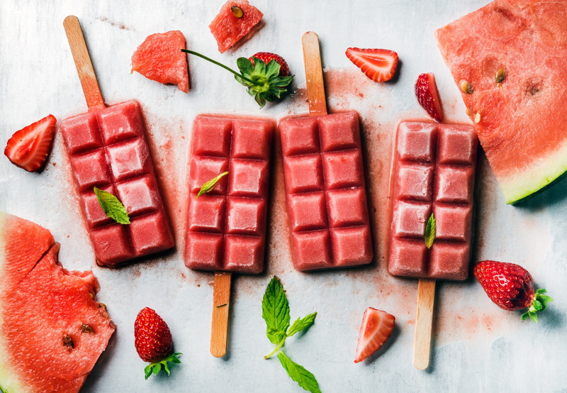 delicious, 4K, strawberry, watermelon, ice cream, 4K