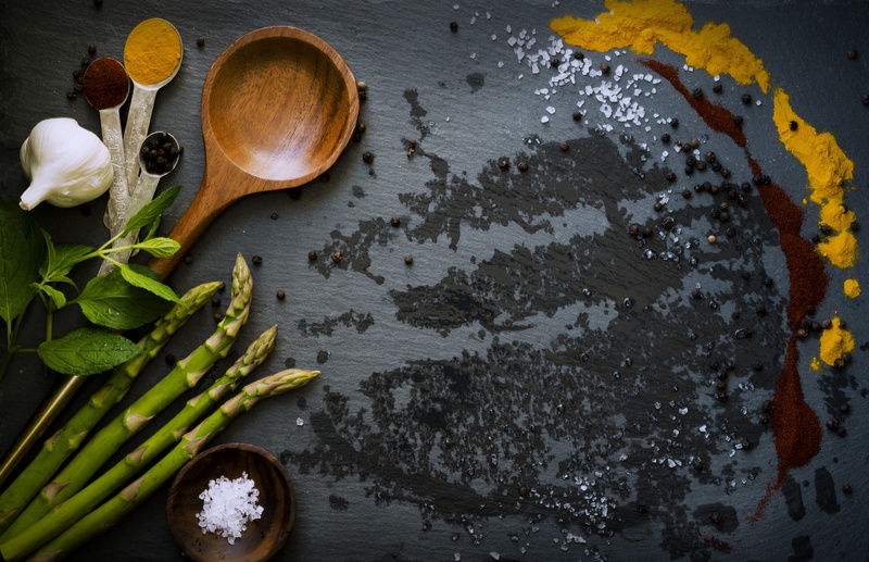 indoors, eating utensil, herb, food, Cooking, preparation, lay, spoon, wood - Material, ingredient, kitchen, healthy eating, household equipment, Thai
