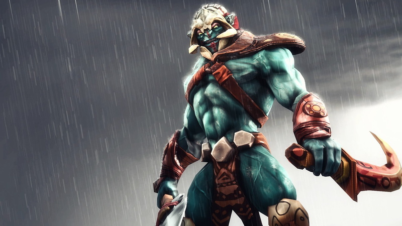 sculpture, rain, 1080P, representation, Dota 2, architecture, creativity, wet, day, nature, motion, water, Huskar, human representation, male likeness