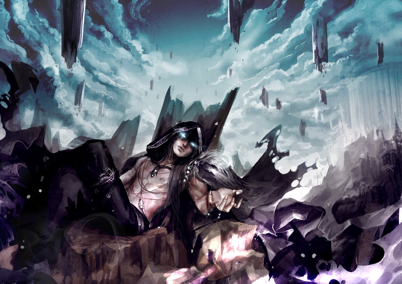 2K, anime, lifestyles, indoors, one person, the demon, young adult, adult, digital, swimming, real people, underwater, sea, women, stones, marine, nature