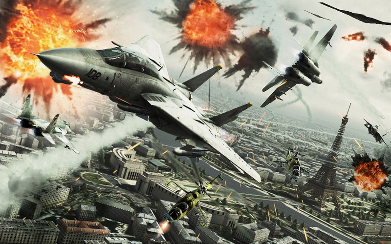 combat, city, paris, jet, explosion, military, france, airplane, ace, fighter, battle, aircraft, plane, fire, tower, game, eiffel, 1080P