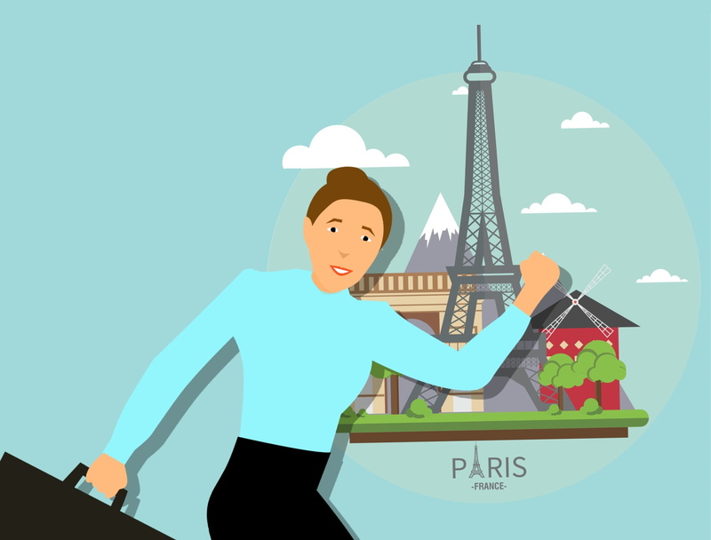 colored background, occupation, communication, airport, business, vintage paris, paris, world, business person, nature, smiling, business women, 1080P