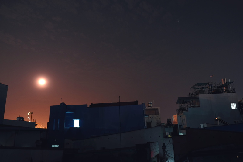 house, copy space, no people, window, cloud - sky, city, moonlight, sky, building, residential district, silhouette, architecture, landscape, outdoors
