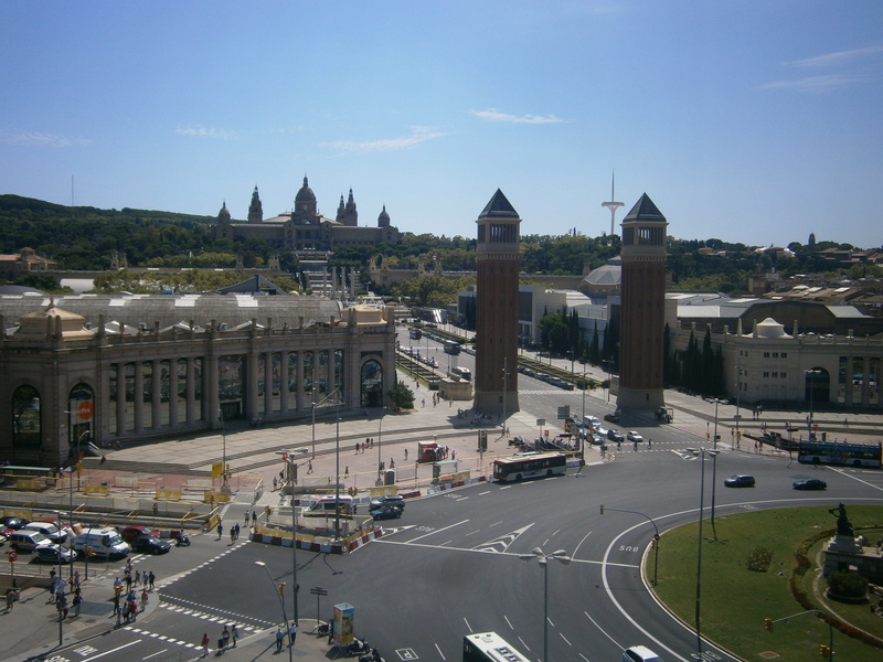 tower, nature, transportation, montjuic, marking, road marking, travel destinations, high angle view, city, travel, place of worship, symbol, 4K, road