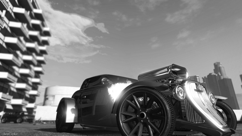 Grand Theft Auto V, Photoshop, nature, city, cloud - sky, wheel, motor vehicle, no people, tuning, tire, sunlight, day, luxury, built structure, sky, illustration