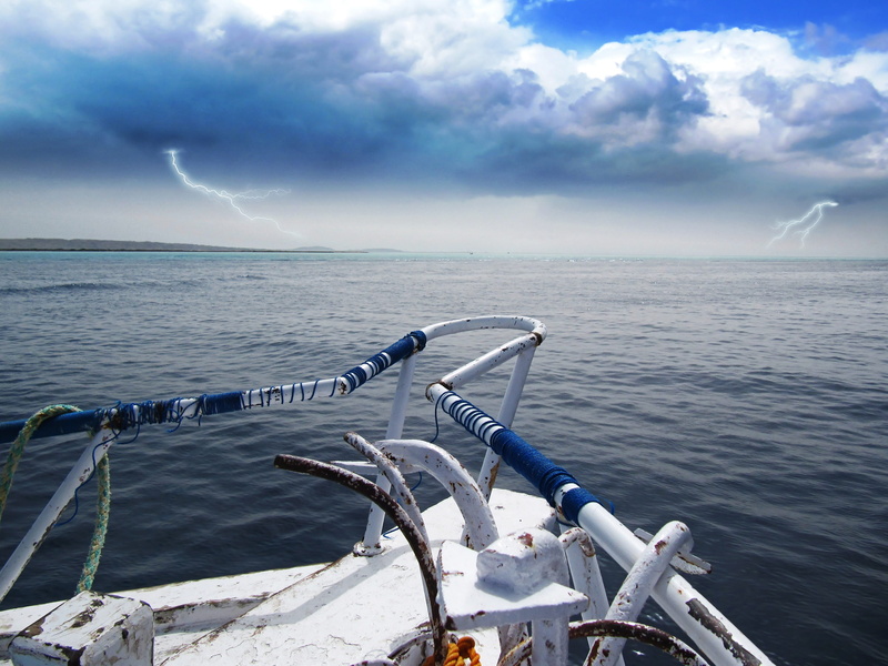 pollution, fore, deck, courage, nautical vessel, downpour, discharge, island, distant, adventure, risk, clouds, ship nose, prow, maritime, nature, coast