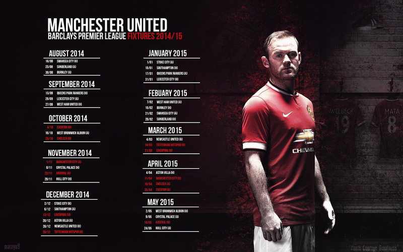 league, 2K, united, wayne rooney, fixtures 2014/15, barclays, premier, manchester united, fixtures, manchester