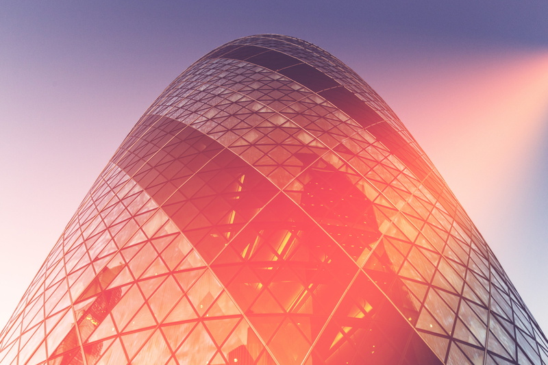 no people, london, building exterior, futuristic, sunset, architecture, business, Hyper, low angle view, sunlight, 4K, processed, City of London, day