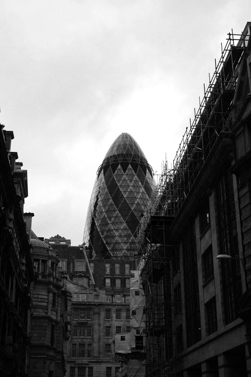 gherkin, day, construction site, 30 st mary axe (the gherkin), nature, damaged, london, uk, building, city, demolished, travel destinations, street photography