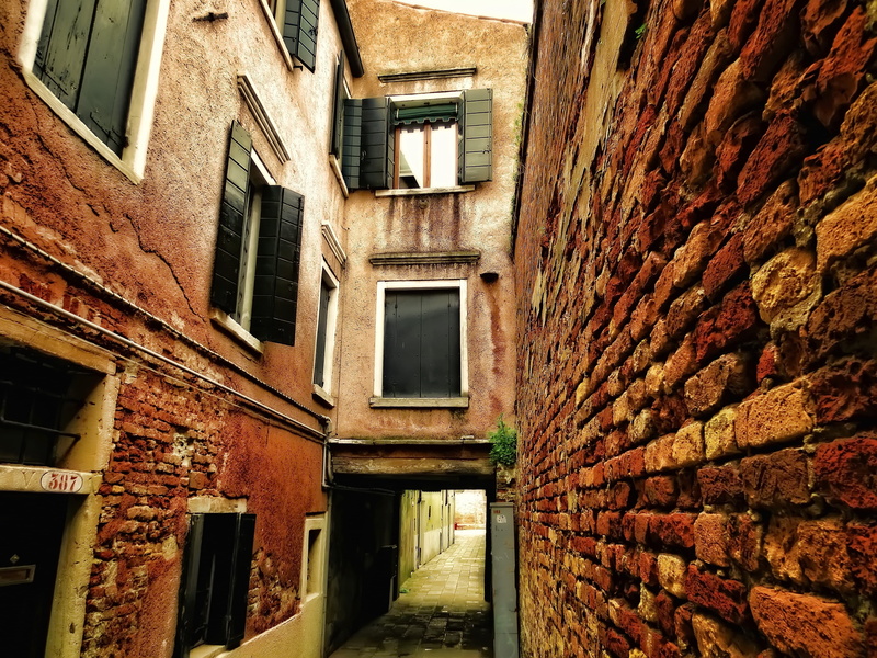 house, building exterior, architecture, brown, historic, alleyway, architectural, abandoned, walls, streets, day, italy, entrance, building, brick wall