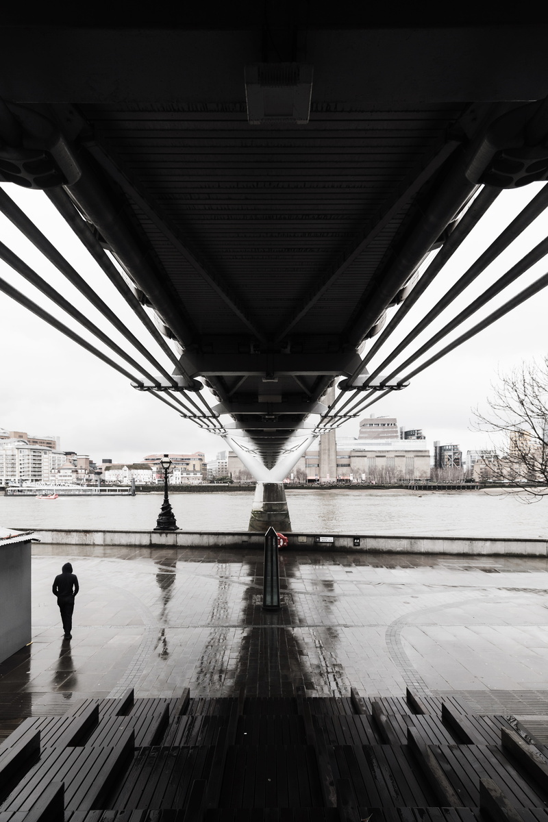 portrait, united kingdom, day, street, rear view, architectural column, indoors, one person, lifestyles, connection, modern, nature, rain, ceiling, london