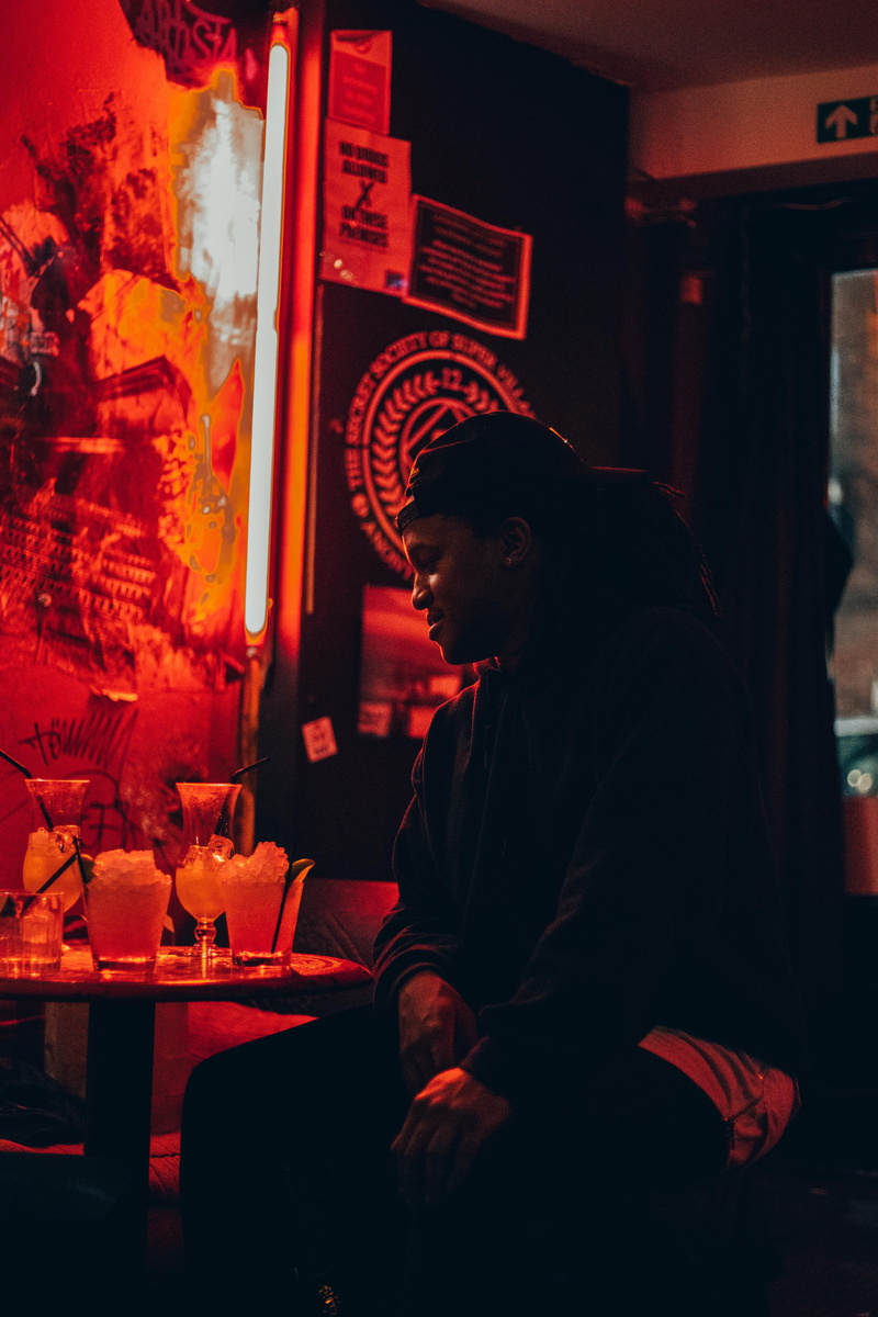 young men, real people, lifestyles, indoors, restaurant, photography, new, casual clothing, males, sitting, one person, mid adult, london, 2019, waist up